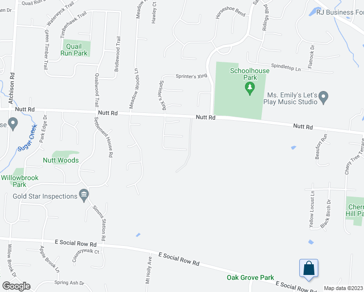 map of restaurants, bars, coffee shops, grocery stores, and more near 10100 Yearling Run South in Dayton