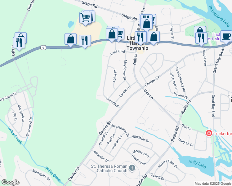 map of restaurants, bars, coffee shops, grocery stores, and more near 24 Pikes Peak Road in Little Egg Harbor Township