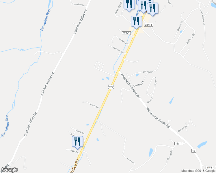map of restaurants, bars, coffee shops, grocery stores, and more near 2320 Valley Road in Berkeley Springs