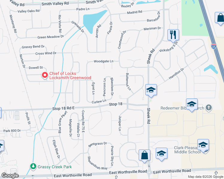 map of restaurants, bars, coffee shops, grocery stores, and more near in Greenwood