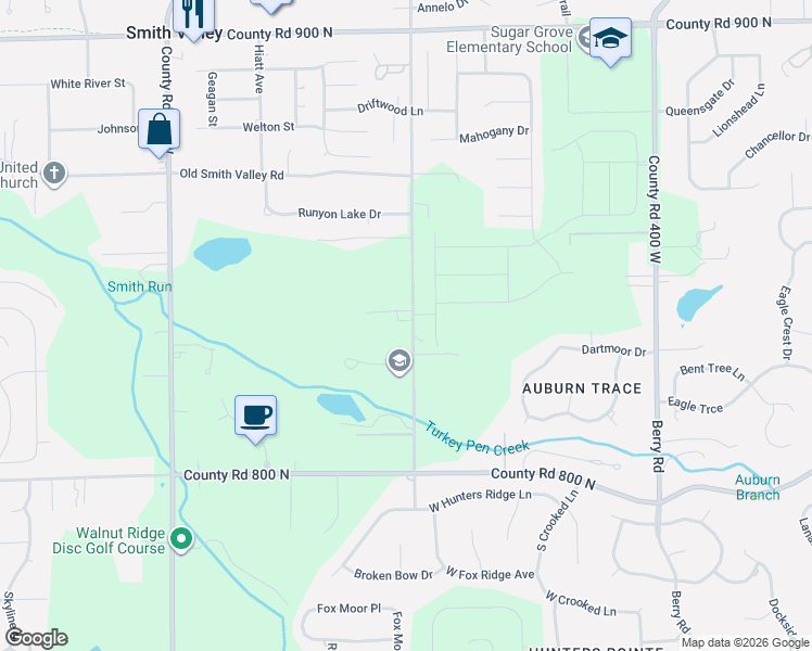 map of restaurants, bars, coffee shops, grocery stores, and more near 1298 South Runyon Road in Greenwood