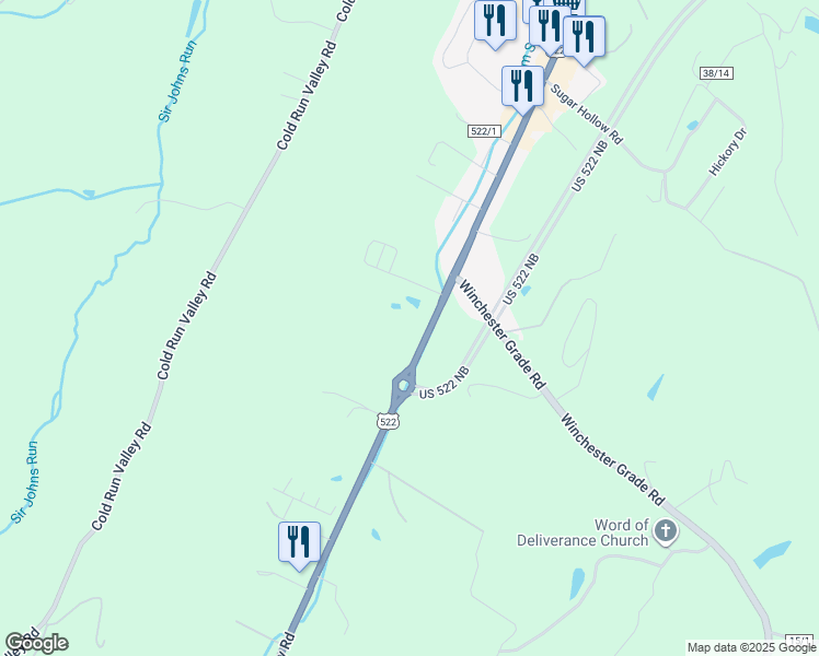 map of restaurants, bars, coffee shops, grocery stores, and more near 2320 Valley Road in Berkeley Springs