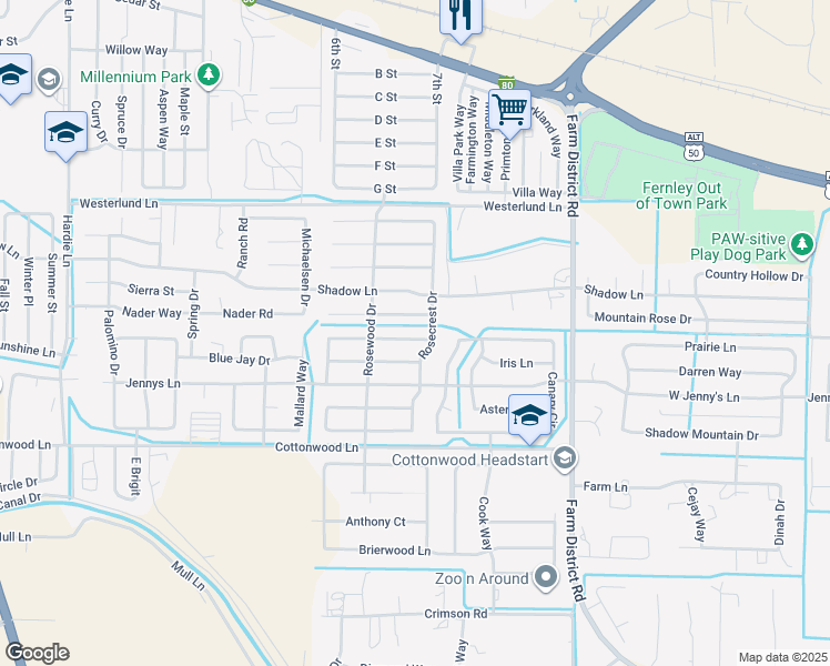 map of restaurants, bars, coffee shops, grocery stores, and more near 944 Atrium Road in Fernley