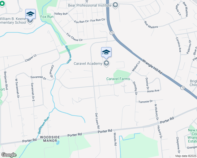 map of restaurants, bars, coffee shops, grocery stores, and more near 16 Carol Ann Court in Bear