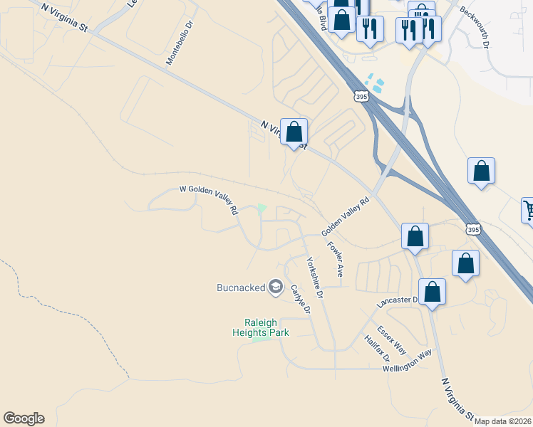 map of restaurants, bars, coffee shops, grocery stores, and more near 7960 Zinfandel Drive in Reno