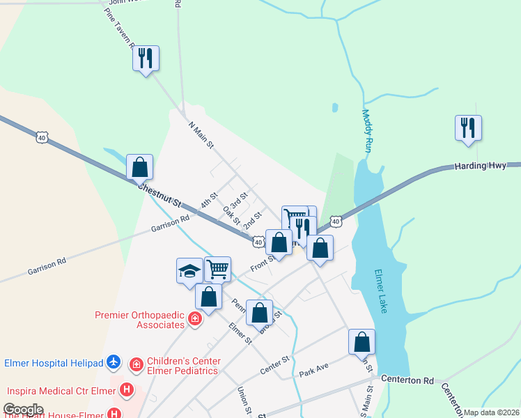 map of restaurants, bars, coffee shops, grocery stores, and more near 200 N Main St in Elmer