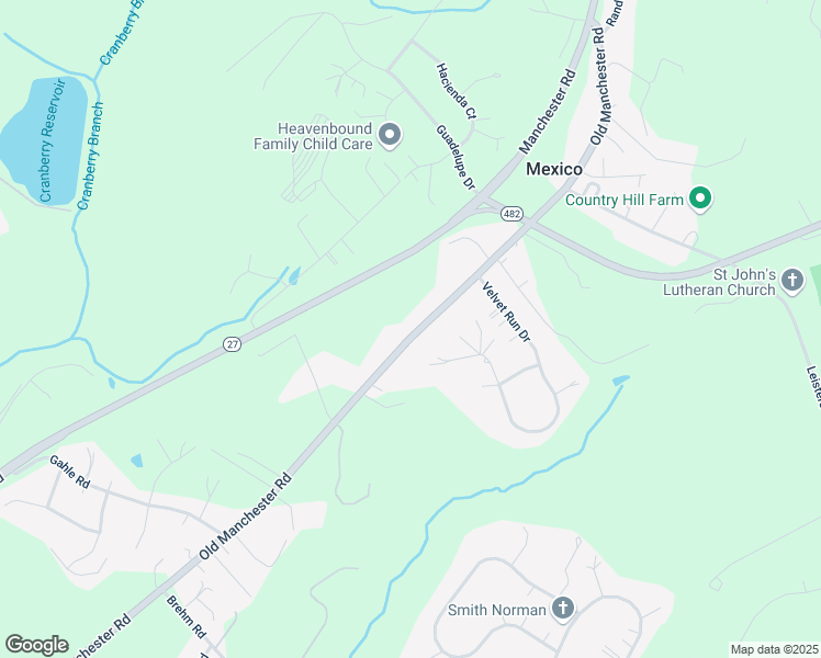 map of restaurants, bars, coffee shops, grocery stores, and more near 1300 Old Manchester Road in Westminster