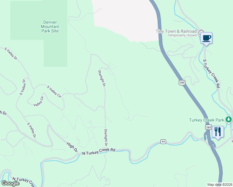 map of restaurants, bars, coffee shops, grocery stores, and more near 6561 Ridgeview Drive in Morrison