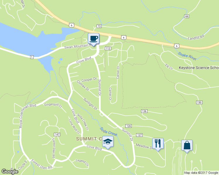 map of restaurants, bars, coffee shops, grocery stores, and more near 546 Cartier Court in Dillon