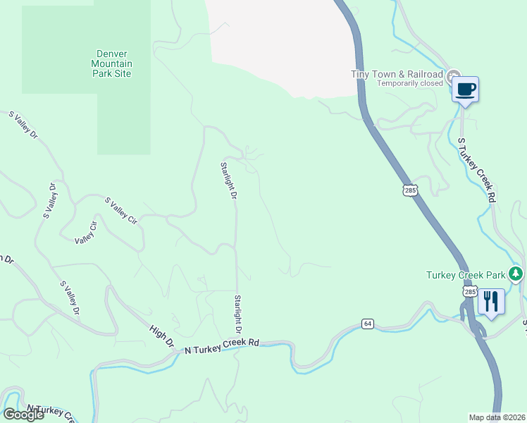 map of restaurants, bars, coffee shops, grocery stores, and more near 6561 Ridgeview Drive in Morrison