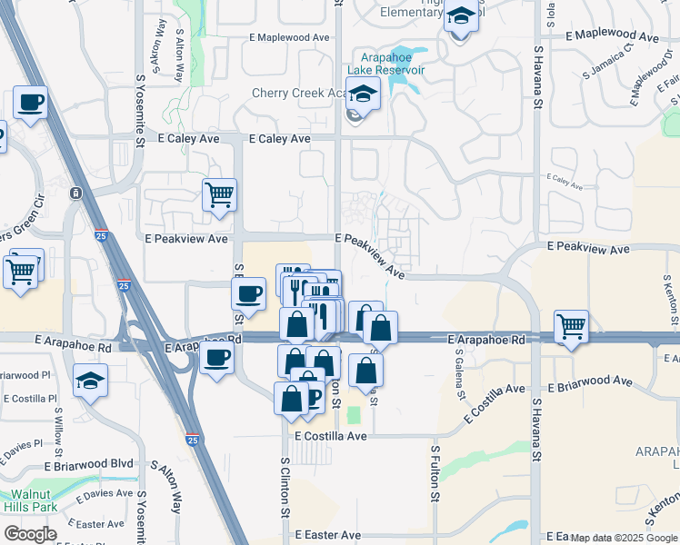 map of restaurants, bars, coffee shops, grocery stores, and more near 6620 South Dayton Street in Englewood