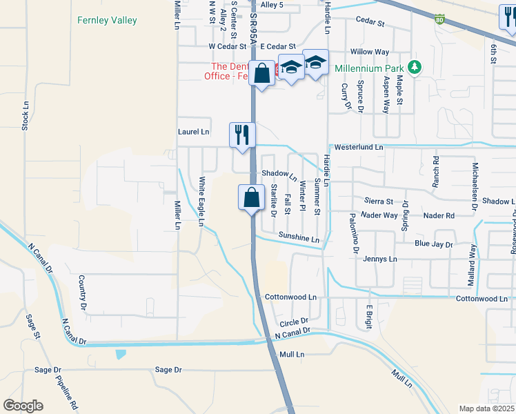 map of restaurants, bars, coffee shops, grocery stores, and more near 415 U.S. 95 Alternate in Fernley
