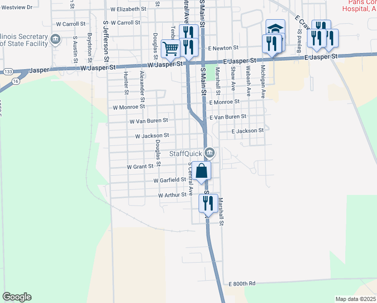 map of restaurants, bars, coffee shops, grocery stores, and more near 1501 South Central Avenue in Paris