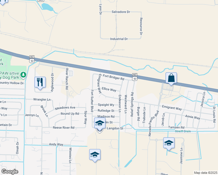 map of restaurants, bars, coffee shops, grocery stores, and more near 2212 Ellice Way in Fernley