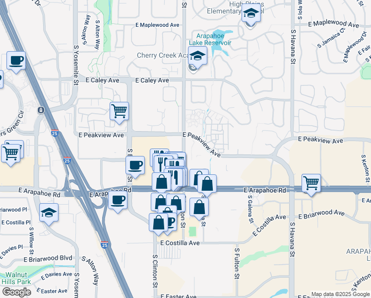 map of restaurants, bars, coffee shops, grocery stores, and more near 6620 South Dayton Street in Englewood