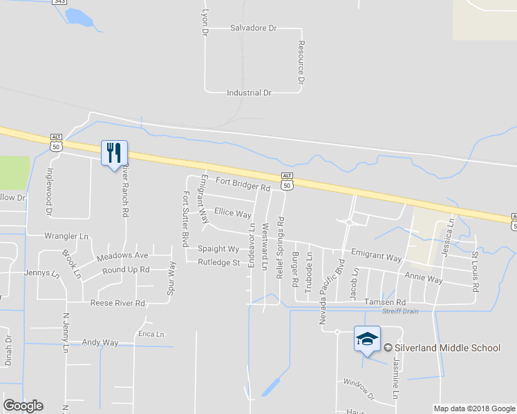 map of restaurants, bars, coffee shops, grocery stores, and more near 209 Endeavor Lane in Fernley