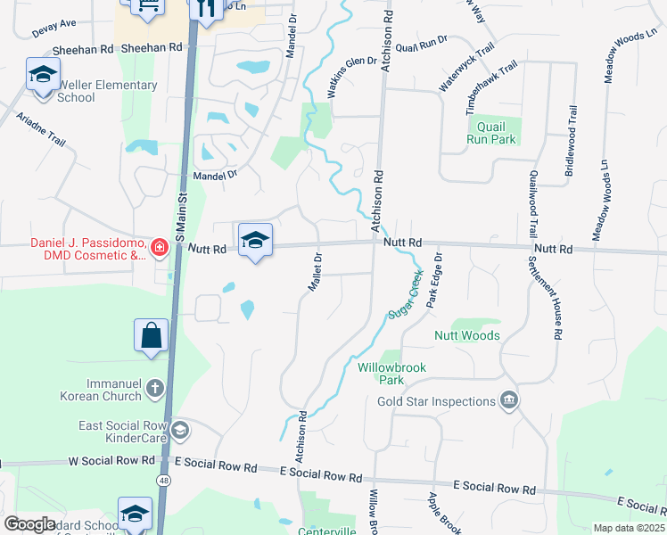 map of restaurants, bars, coffee shops, grocery stores, and more near 100 Sailboat Run in Dayton