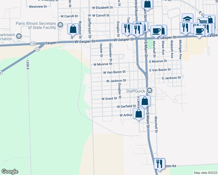 map of restaurants, bars, coffee shops, grocery stores, and more near 500-598 West Jackson Street in Paris