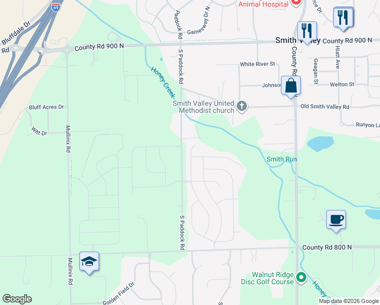 map of restaurants, bars, coffee shops, grocery stores, and more near 1252 Ivory Court in Greenwood