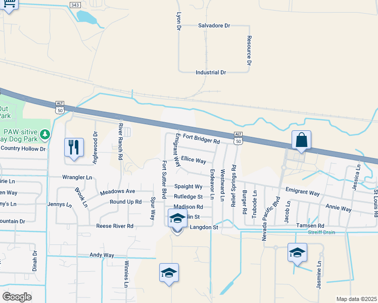 map of restaurants, bars, coffee shops, grocery stores, and more near 2169 Snow Drift Road in Fernley