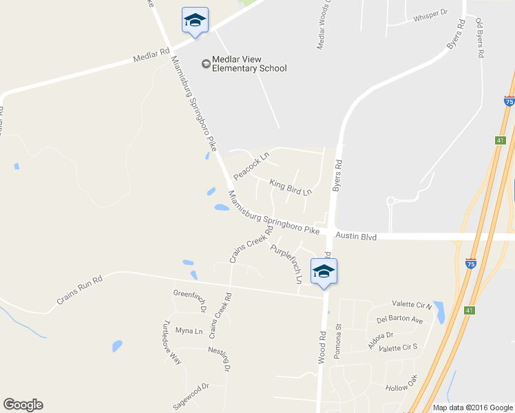 map of restaurants, bars, coffee shops, grocery stores, and more near 10258 Feather Court in Miamisburg