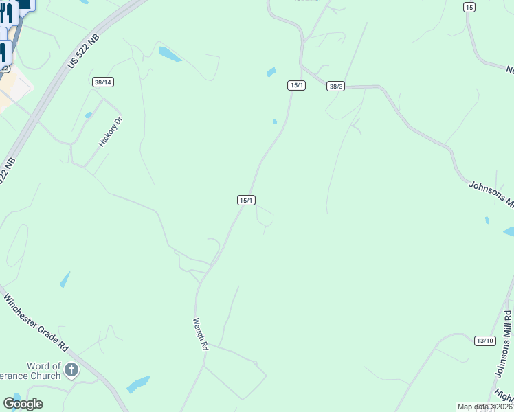 map of restaurants, bars, coffee shops, grocery stores, and more near Waugh Road in Berkeley Springs