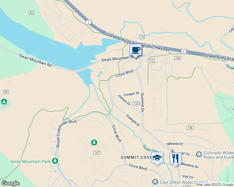 map of restaurants, bars, coffee shops, grocery stores, and more near 237 Climax Drive in Dillon