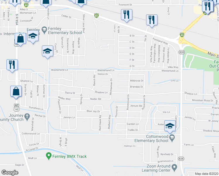 map of restaurants, bars, coffee shops, grocery stores, and more near 700 Todd Court in Fernley