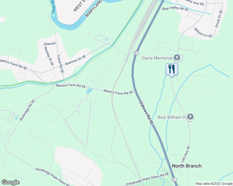 map of restaurants, bars, coffee shops, grocery stores, and more near 11700 Mexico Farms Road Southeast in Cumberland