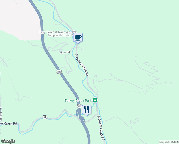 map of restaurants, bars, coffee shops, grocery stores, and more near 6548 South Turkey Creek Road in Morrison