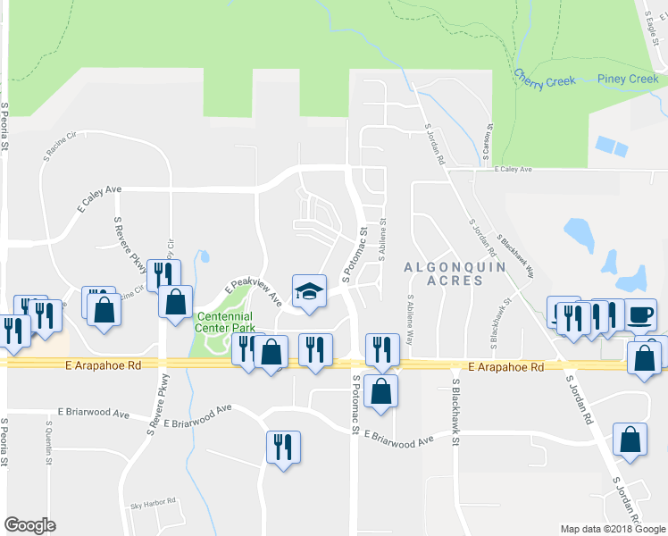 map of restaurants, bars, coffee shops, grocery stores, and more near 6461 South Potomac Street in Englewood