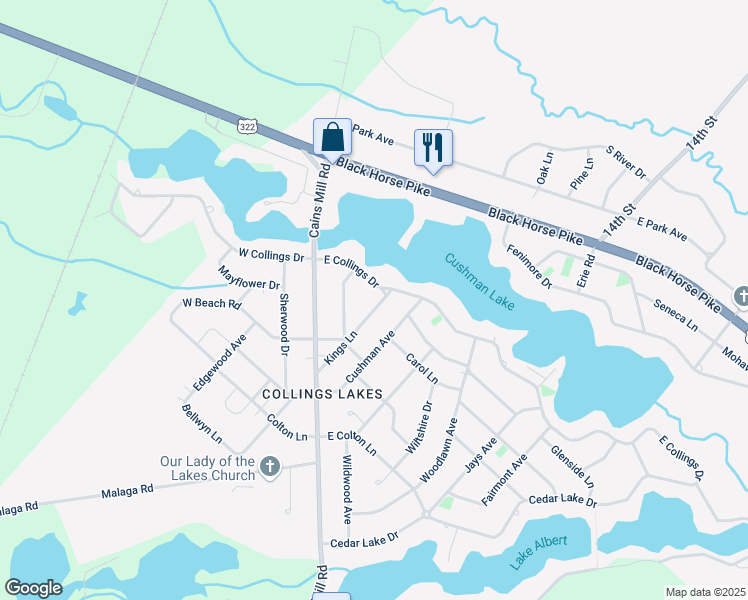 map of restaurants, bars, coffee shops, grocery stores, and more near 203 Kings Lane in Folsom