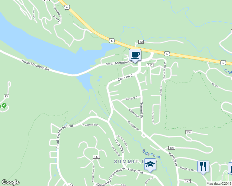 map of restaurants, bars, coffee shops, grocery stores, and more near 237 Climax Drive in Dillon