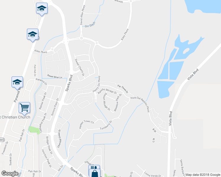 map of restaurants, bars, coffee shops, grocery stores, and more near 1144 Rancho Mirage Drive in Sparks
