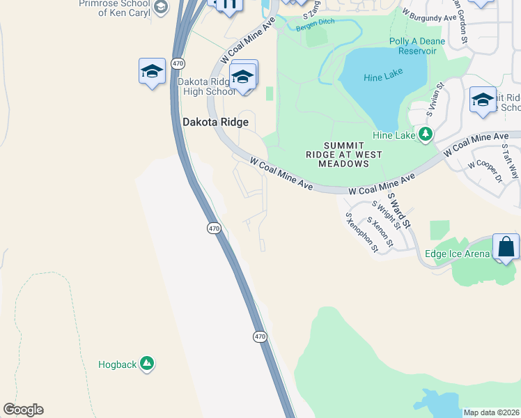 map of restaurants, bars, coffee shops, grocery stores, and more near 13310 West Coal Mine Avenue in Littleton