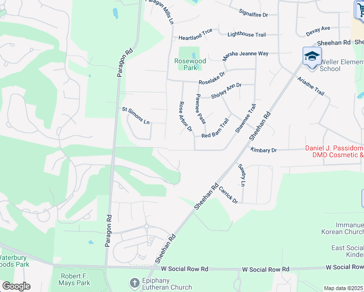 map of restaurants, bars, coffee shops, grocery stores, and more near 410 Shawnee Trail in Dayton