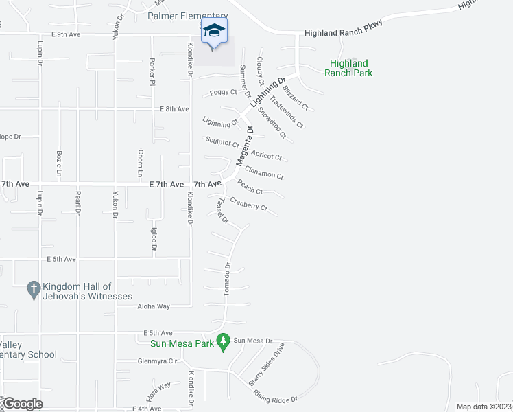 map of restaurants, bars, coffee shops, grocery stores, and more near 5654 Cranberry Court in Sun Valley