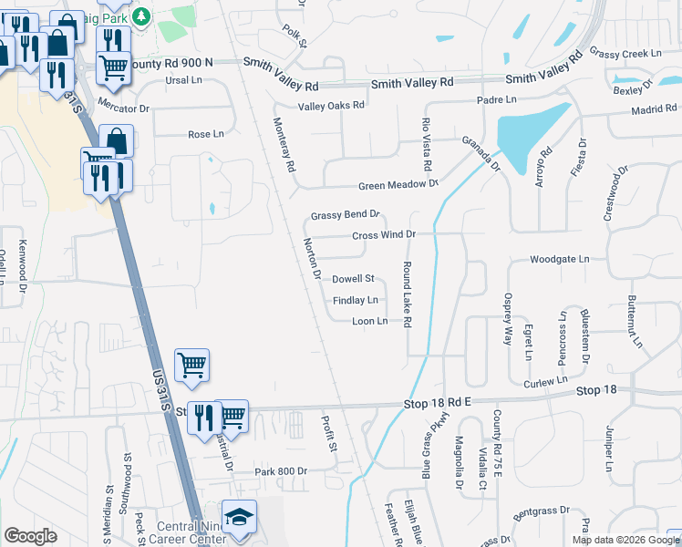 map of restaurants, bars, coffee shops, grocery stores, and more near 1412 Dowell Street in Greenwood
