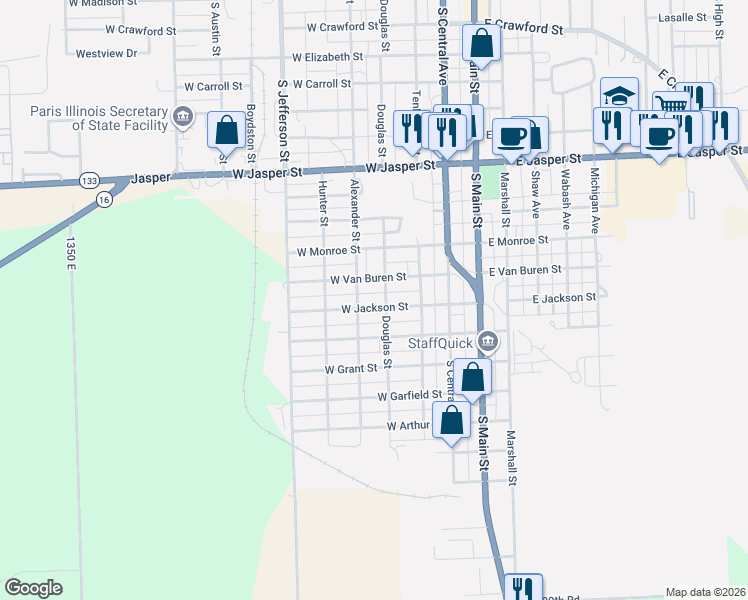 map of restaurants, bars, coffee shops, grocery stores, and more near 400-498 West Jackson Street in Paris