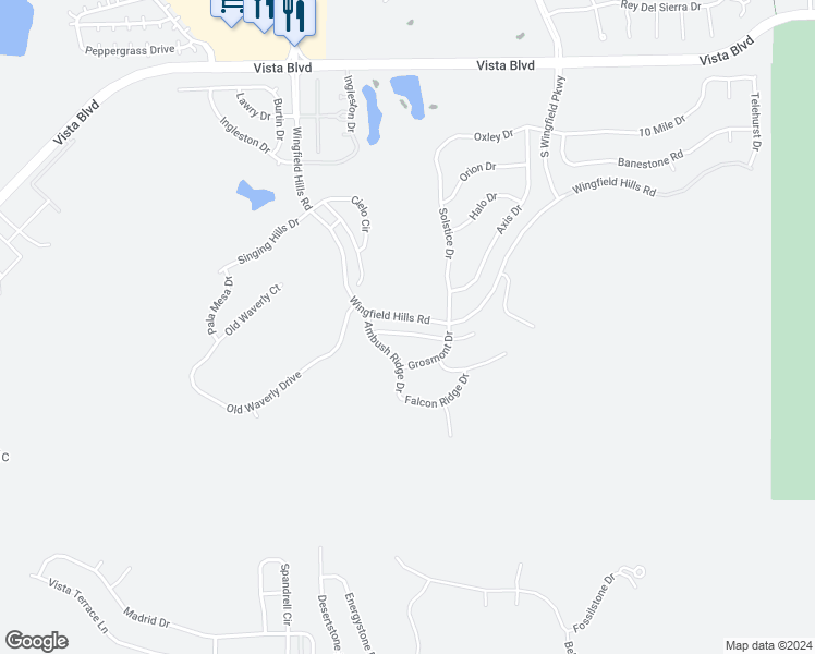 map of restaurants, bars, coffee shops, grocery stores, and more near 2780 Albazano Drive in Sparks
