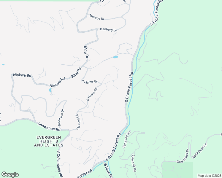 map of restaurants, bars, coffee shops, grocery stores, and more near 6392 South Betty Lane in Evergreen