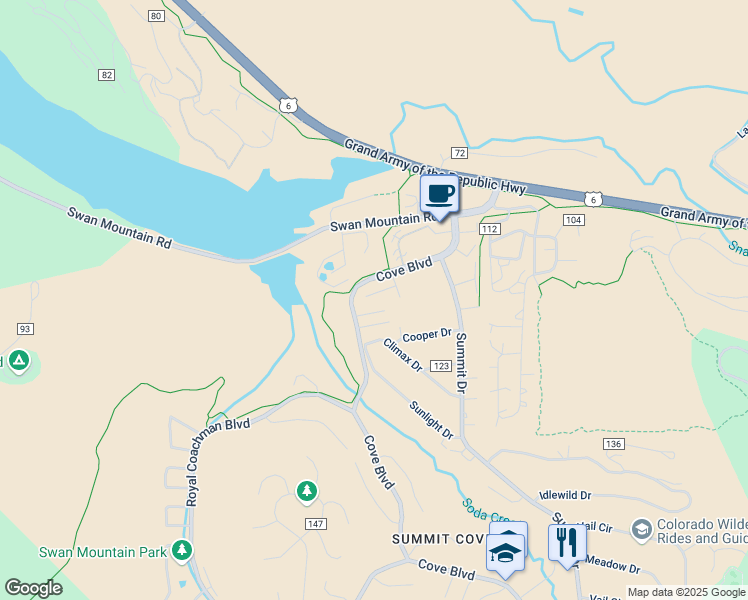 map of restaurants, bars, coffee shops, grocery stores, and more near 252 Cove Boulevard in Dillon