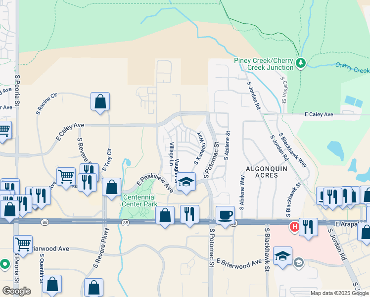 map of restaurants, bars, coffee shops, grocery stores, and more near 13593 East Longview Avenue in Englewood