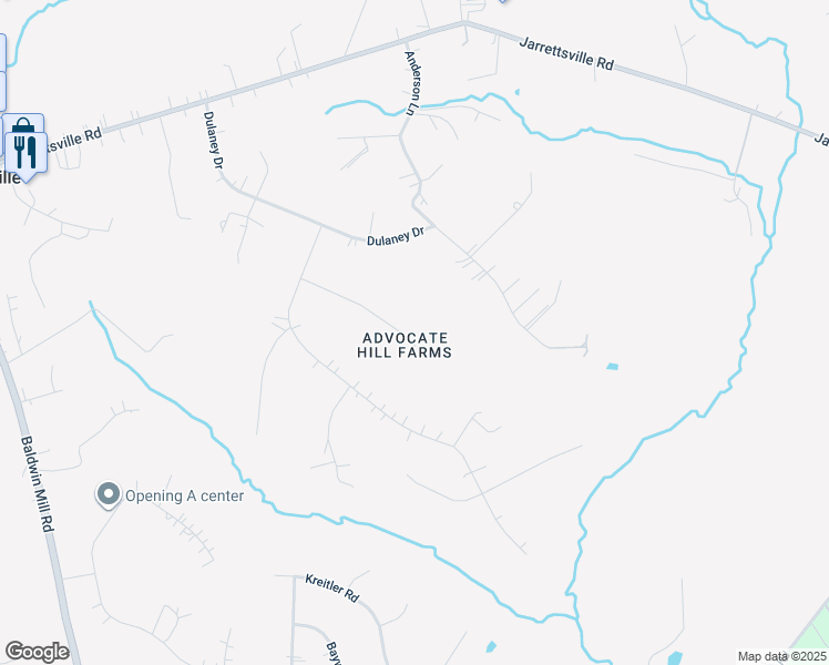 map of restaurants, bars, coffee shops, grocery stores, and more near 1604 Cynthia Court in Jarrettsville