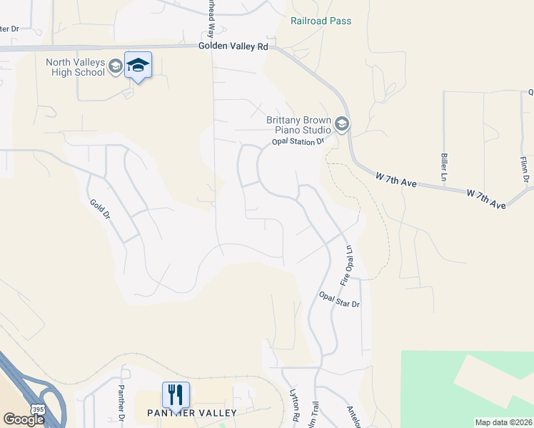 map of restaurants, bars, coffee shops, grocery stores, and more near 417 Scenic Ridge Drive in Reno