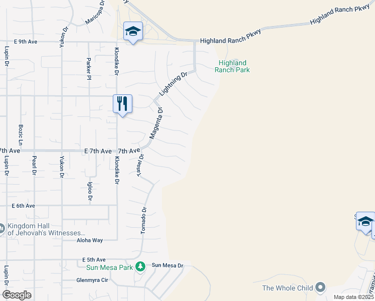 map of restaurants, bars, coffee shops, grocery stores, and more near 5754 Cinnamon Court in Sun Valley