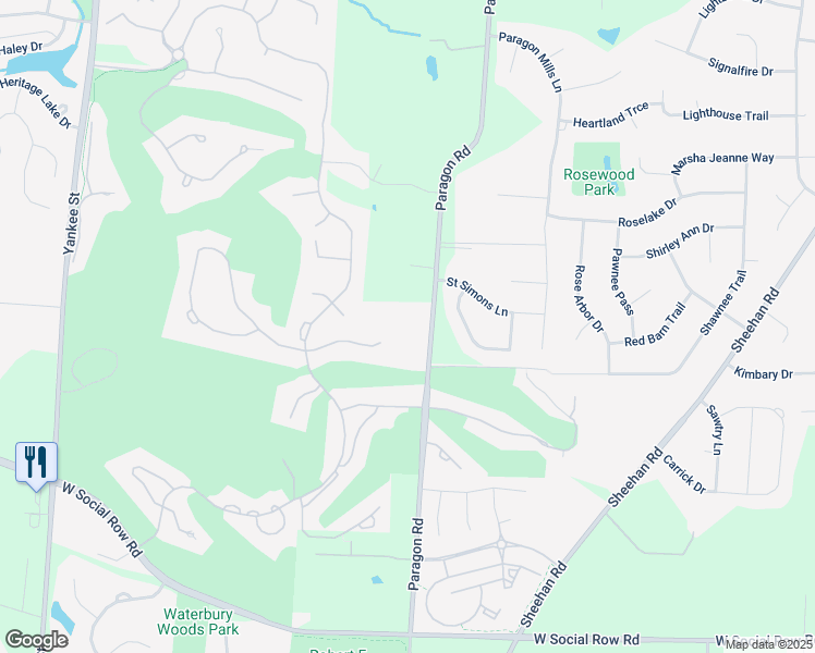 map of restaurants, bars, coffee shops, grocery stores, and more near 9871 Paragon Road in Dayton