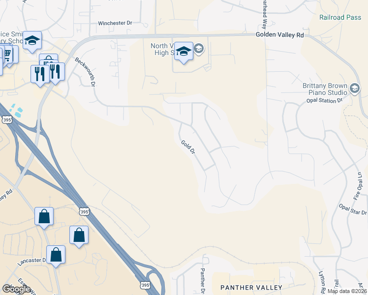 map of restaurants, bars, coffee shops, grocery stores, and more near 7573 Gold Drive in Reno