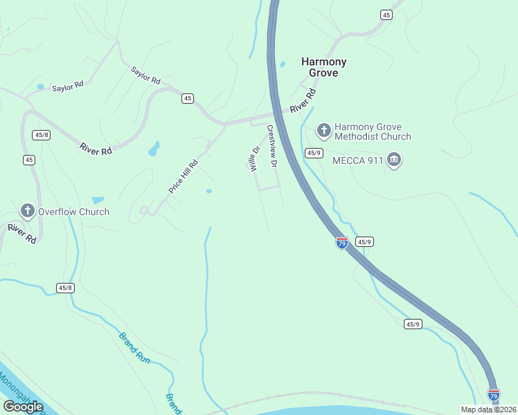 map of restaurants, bars, coffee shops, grocery stores, and more near 1032 Willis Drive in Morgantown