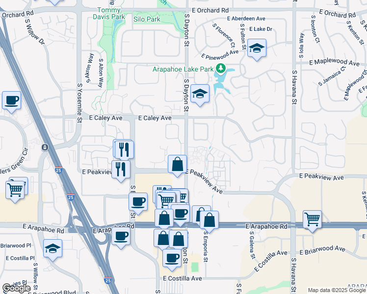 map of restaurants, bars, coffee shops, grocery stores, and more near 6435 South Dayton Street in Englewood